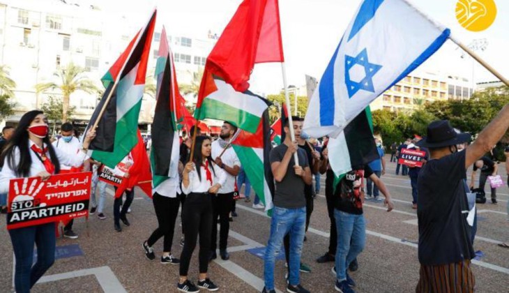 نمایش پرچم فلسطین در تل آویو